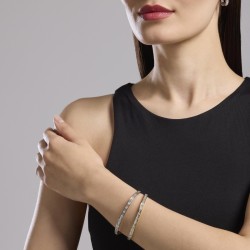 Pulsera rígida de acero con circonitas