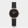 Boho Chic Petite Watch Mesh, Full Black, Rose Gold Colour