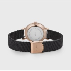 Boho Chic Petite Watch Mesh, Full Black, Rose Gold Colour