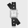 Gracieuse Mini Watch Double Leather Black, Studs, Silver Colour