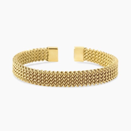 Pulsera cuff dorada con malla mesh