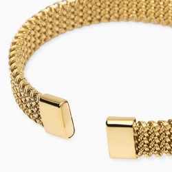 Pulsera cuff dorada con malla mesh