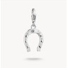 Colgante Charm herradura Western con piedras verdes Original plata