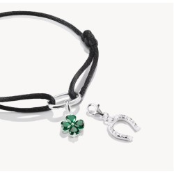Colgante Charm herradura Western con piedras verdes Original plata