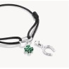 Colgante Charm herradura Western con piedras verdes Original plata