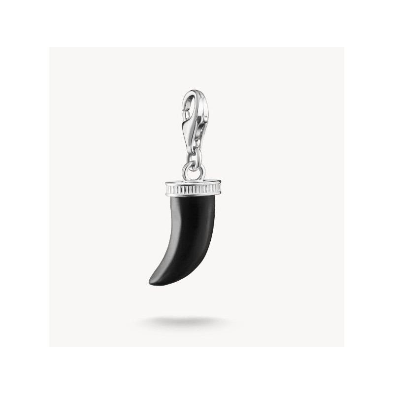 Colgante Charm diente con obsidiana negra Original plata