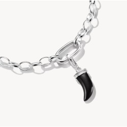 Colgante Charm diente con obsidiana negra Original plata