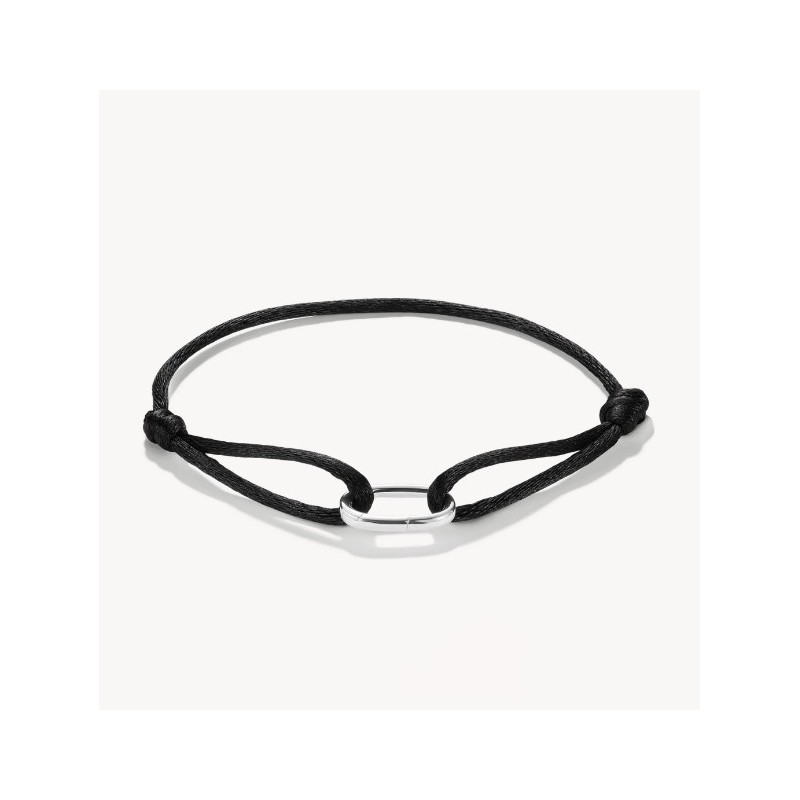 Pulsera textil negra Connect plata