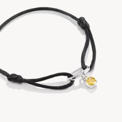 Pulsera textil negra Connect plata