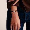 Pulsera textil negra Connect plata