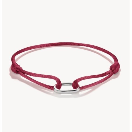 Pulsera textil roja Connect plata