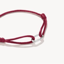 Pulsera textil roja Connect plata