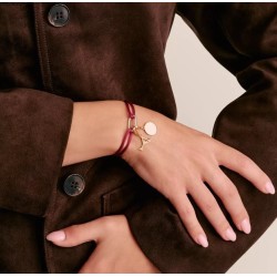 Pulsera textil roja Connect plata