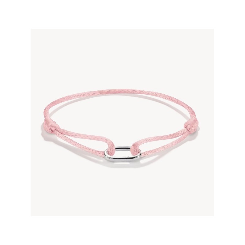 Pulsera textil rosa Connect plata
