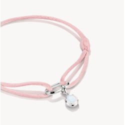 Pulsera textil rosa Connect plata