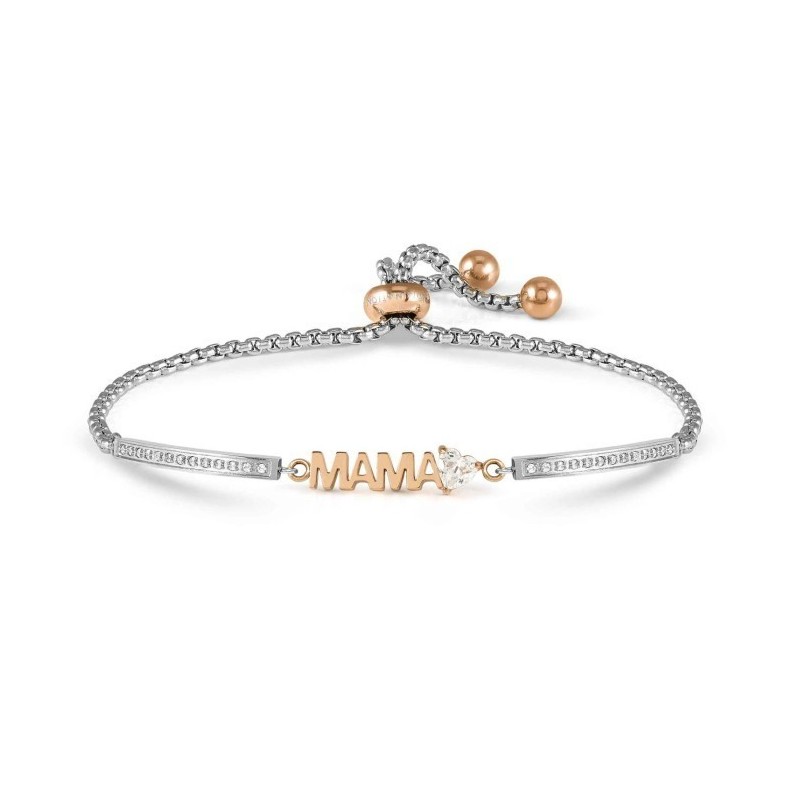 Pulsera Nomination Family Mamá Acero Plateado y Rosado