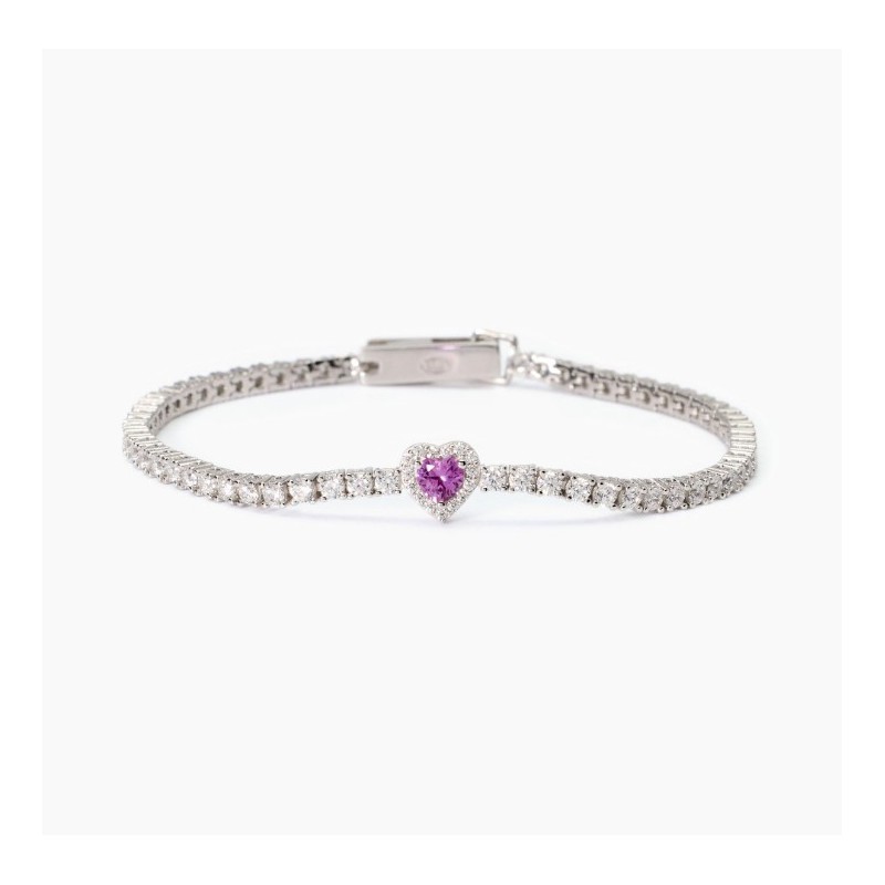PULSERA RIVIERE CON CORAZÓN EN ROSA