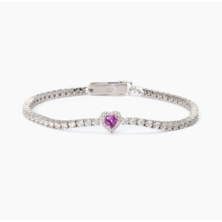 PULSERA RIVIERE CON CORAZÓN EN ROSA