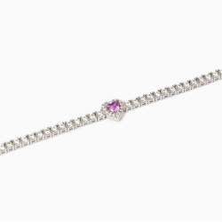 PULSERA RIVIERE CON CORAZÓN EN ROSA