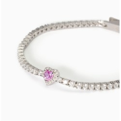 PULSERA RIVIERE CON CORAZÓN EN ROSA