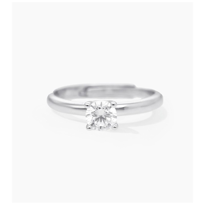 Anillo solitario de plata con circonita