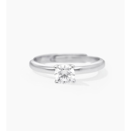 Anillo solitario de plata con circonita