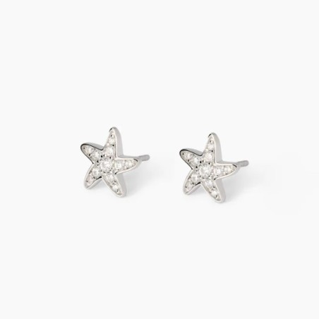 Pendientes de estrella de mar plateada y circonitas