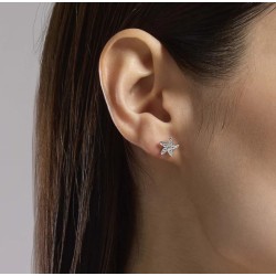 Pendientes de estrella de mar plateada y circonitas