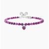 Pulsera ajustable de jaspe morado y dije de corazón