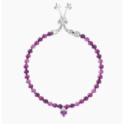 Pulsera ajustable de jaspe morado y dije de corazón