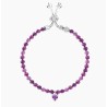 Pulsera ajustable de jaspe morado y dije de corazón