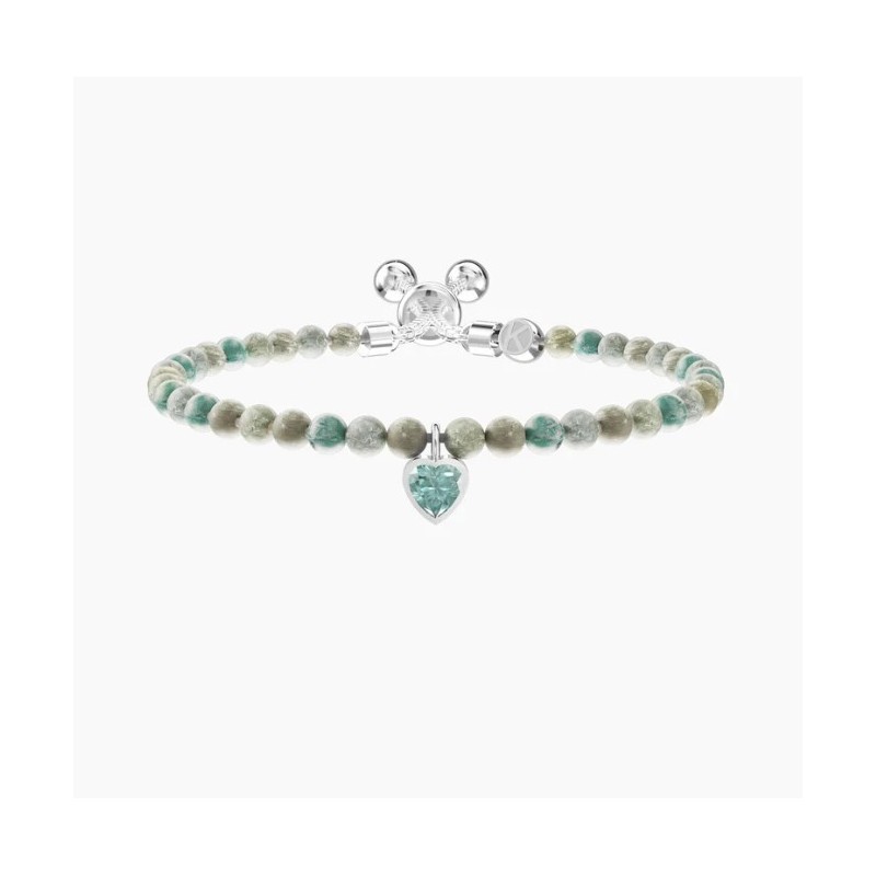 Pulsera ajustable con jaspe azul y colgante de corazón