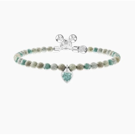 Pulsera ajustable con jaspe azul y colgante de corazón