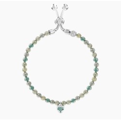 Pulsera ajustable con jaspe azul y colgante de corazón