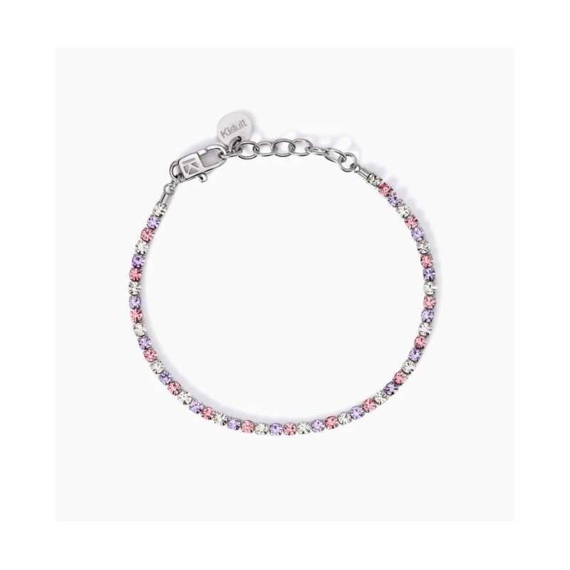 Pulsera de tenis con cristales blancos y rosas