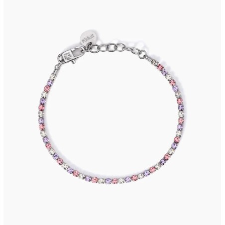 Pulsera de tenis con cristales blancos y rosas