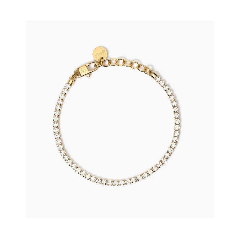Pulsera tenis dorada con cristales