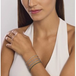 Pulsera tenis dorada con cristales