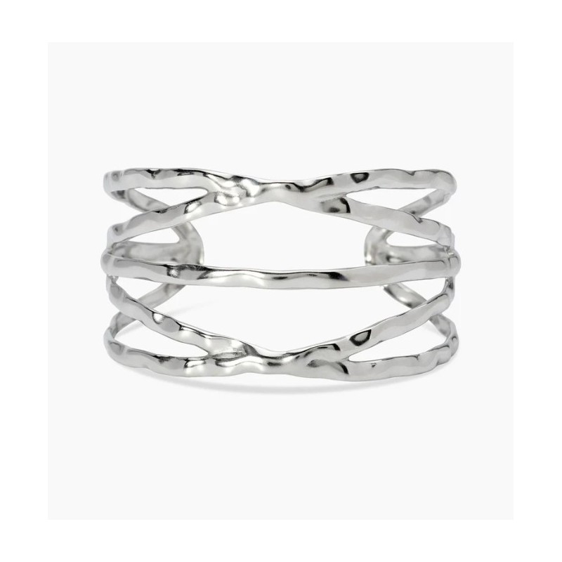 Pulsera de puño de acero martillado