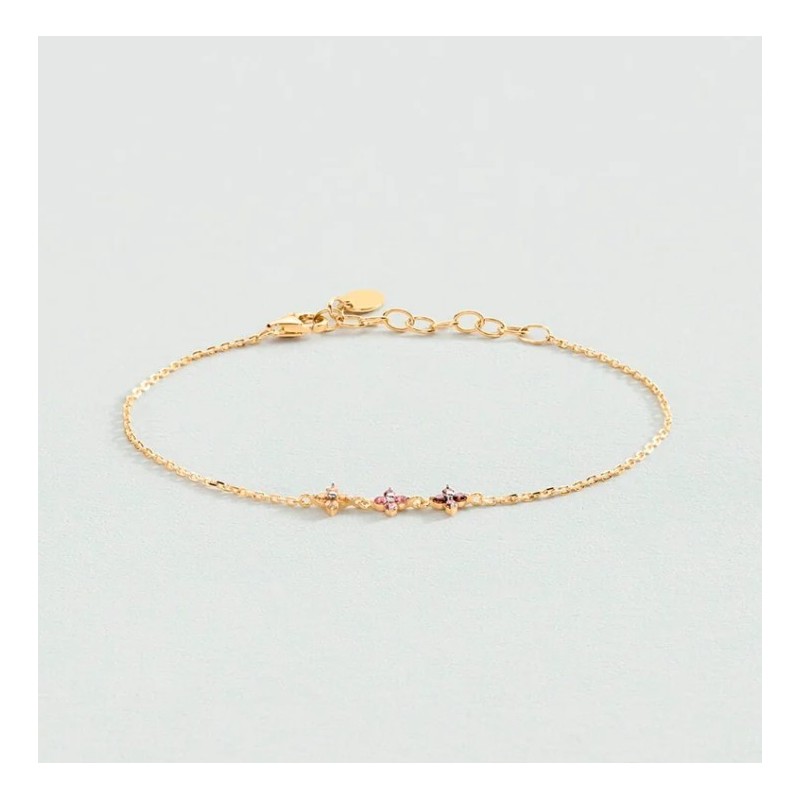 Pulsera Agatha Paris Baño Oro Y Flores