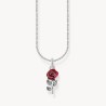 Cadena de plata con colgante de rosa roja