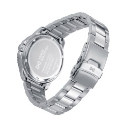 Reloj de hombre de acero con esfera verde, bisel de aluminio verde y brazalete de acero. Resistencia al agua de 10 ATM