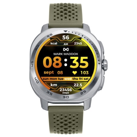 Reloj Smart caja de metal con correa de silicona verde