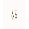 Pendientes de cuero largo con detalle de esfera bañado en oro 18k