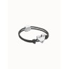 Pulsera de hilo elástico negro con corazón bañado en plata de ley