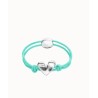 Pulsera de hilo elástico turquesa con corazón bañado en plata de ley