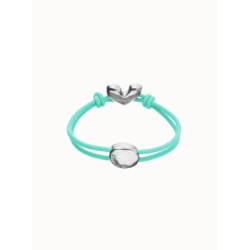 Pulsera de hilo elástico turquesa con corazón bañado en plata de ley