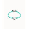 Pulsera de hilo elástico turquesa con corazón bañado en plata de ley