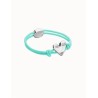 Pulsera de hilo elástico turquesa con corazón bañado en plata de ley