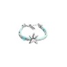 Pulsera de hilo de seda color turquesa bañada en plata con estrella de mar